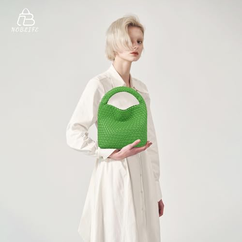 Woven Purses Bag for Women, Vegan Leather Handwoven Bags with Mini Handmade Purse - color: Grass Green