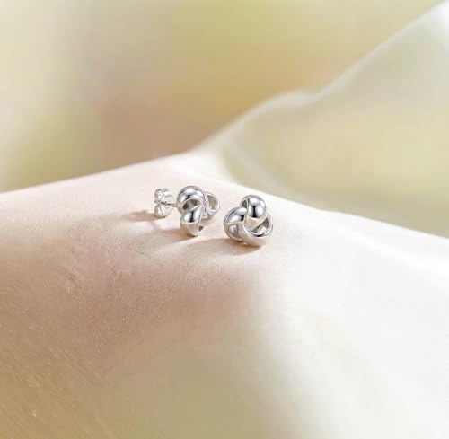 LeCalla Sterling Silver Love Knot Stud Earrings - Lightweight Italian Design Twisted Earrings for Women - color: Celtic Trinity Knot