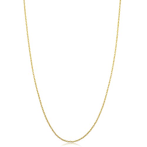 Kooljewelry Womens Classic Rope Chain - 10k Yellow Gold Barely-There Necklace, Thin Lightweight - size: 18 inch, style: 0.9 mm wide