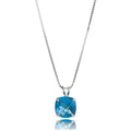 MAX + STONE Cushion Cut Gemstone Necklace | 8mm Solitaire Birthstone Necklace for Women | Gemstone Pendant Necklaces with 18 inch Box Chain - color: London Blue Topaz