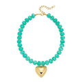 WOWORAMA Chunky Heart Necklaces for Women Colorful Resin Beaded Choker Necklace Gold Puffy Heart Statement Necklace Trendy Acrylic Choker Jewelry - color: Blue