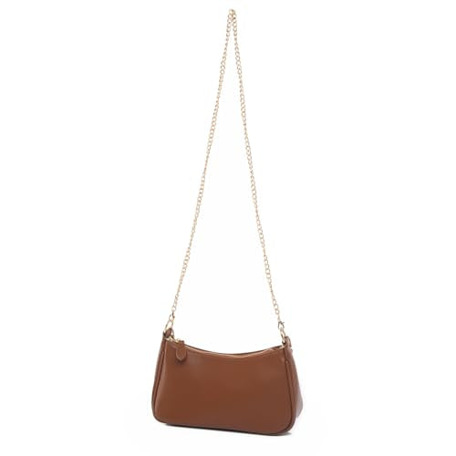 Shoulder Bag for Women with 2 Removable Straps and Zipper Closure Crossbody Bags Clutch Tote HandBags Purses | with 2 Removable Straps - color: Brown