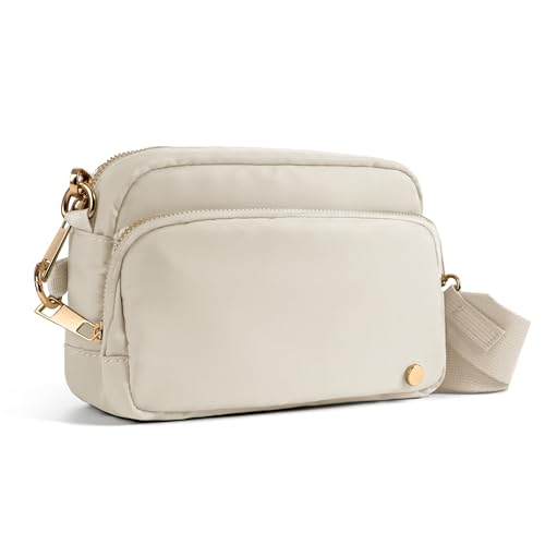 Joryin Anti Theft Crossbody Bag for Women, Slash-resistant RFID Blocking Travel Purses, Small Shoulder Bag Handbag, Nylon - color: Beige