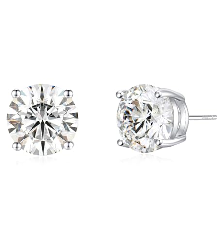 925 Sterling Silver Stud Earrings Simulated Diamond Round Cubic Zirconia Earring Set for Women Men 7-10MM - size: 9mm