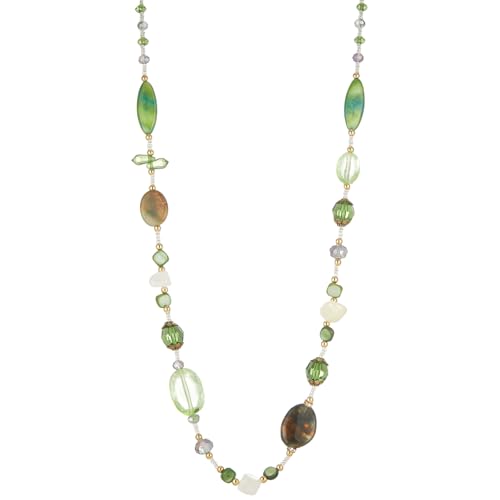 FULU AUTUMN Long Necklaces for Women Trendy Long Chunky Beaded Necklace Boho Fashion Costume Jewelry Mothers Day Gifts for Her - color: Green