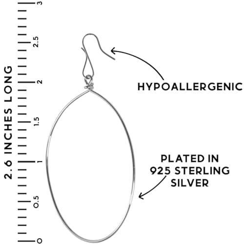 Dangle Hoop Earrings for Women - Minimalist Geometric Round Drop Hoops - Hypoallergenic, Safe for Sensitive Ears - Plated in 18K Gold or 925 Sterling Silver - color: 2.6" inch - 925 Silver Plated