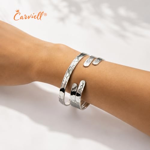Carviell Bracelet - Gifts for Women – Inspirational, Friendship, Love, Mom, Daughter, Sister, Christian, Graduation, Memorial & Wedding Gifts – 100+ Phrases – Stainless Steel, Gift-Ready - style: MOM's Gift - Everything I am you helped me to be