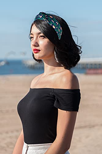 Leopard Satin Headbands for Women Designer Wearable All Day Head bands for Women's Hair are Chic. Green Knotted Headband is a Fashion Top Knot Cheetah Head band Girl - color: Blue Green