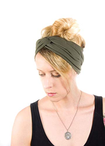 Twist Headband Extra Wide Scrunch Turban (Olive Green) - color: Olive Green