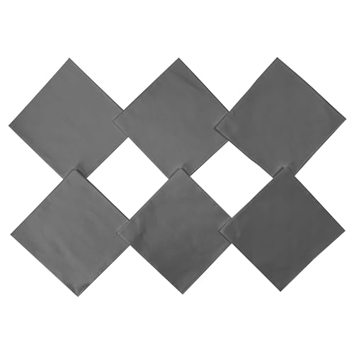 100% Cotton Bandana 27x27 Large Solid Head Scarf for Men Women Thick Opaque Reusable Wrapping Cloth Gift & Lunch - color: Dark Grey 6 Pack