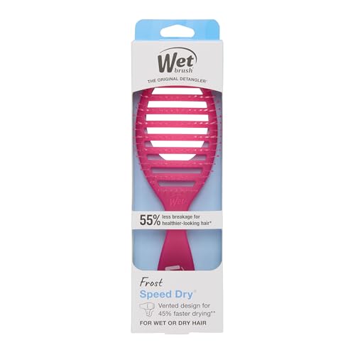 Wet Brush Speed Dry Hair Brush, Pink Frost - Vented Design & Soft HeatFlex Bristles Are Blow Dry Safe - Ergonomic Handle Manages Tangles - Pain-Free Hair Accessories - color: Frost Pink, size: 1 Count (Pack of 1)