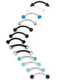 16g 8/10mm Silver/Black/Rose-Gold/Rainbow Eyebrow Piercing Jewelry Rings Curved Barbell Vertical Labret Lip Surgical Steel Small Belly Button Snake Eyes Tongue Rook Earrings for Women Men - color: Black / Blue, size: 16g*10mm*3mm