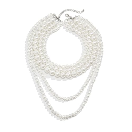Layered Pearl Necklaces for Women Big Pearl Long Chain Necklace Dainty Faux Pearl Necklaces Statement Sweater Strand Chain Jewelry - style: SetC