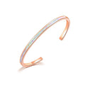 CiNily Womens Cuff Bracelet,Opal Bangle Bracelets Gold Plated Hypoallergenic Ladies Gemstone Open Cuff Bangle Bracelet - color: thin open cuff bracelet-pink color