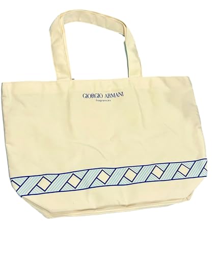 GIORGIO ARMANI Cream Canvas ARMANI ISLAND BEACH BAG Fragrance Tote Bag (LARGE 20.5 L X 13 H x 5 W) - 7462
