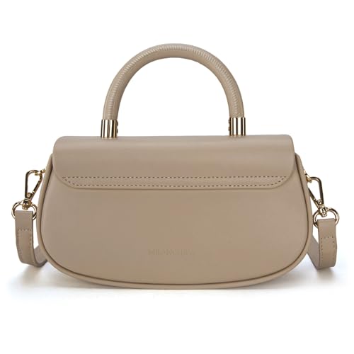 Milan Chiva Small Top Handle Purse for Women Elegant Crossbody Bag with Adjustable Strap for Evening Party & Daily Use - color: Camel