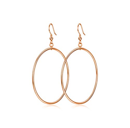 POPLYKE Sterling Silver/Rose Gold/Gold Plated Large Hoop Earrings Circle Dangle Drop Earrings for Women 40 50 60 70 80mm - color: rose gold hoop, size: 50mm