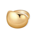Gold Silver Rings Set for Women Chunky Statement Rings ZC Dome Evil Eye Croissant ring Thick 18K Gold Plated Band Rings - color: flat dome, size: 6