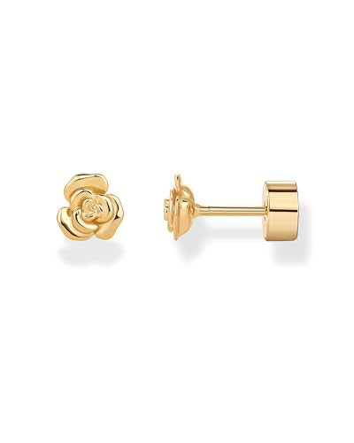 PAVOI 14K Gold Plated Dainty Flat Back Earrings for Women - Hypoallergenic Sterling Silver Posts Helix Cartilage Piercing Jewelry - Emoji Motif Bow Celestial Flatback Gold Stud Earrings Screw Back - style: Rose