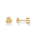 PAVOI 14K Gold Plated Dainty Flat Back Earrings for Women - Hypoallergenic Sterling Silver Posts Helix Cartilage Piercing Jewelry - Emoji Motif Bow Celestial Flatback Gold Stud Earrings Screw Back - style: Rose