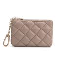 Quilted Faux Leather Coin Purse with Keychain - Small Coin Pouch Key Pouch Small Card Holder Keychain Wallet Change Purse for Women and Men (Khaki) - color: Khaki