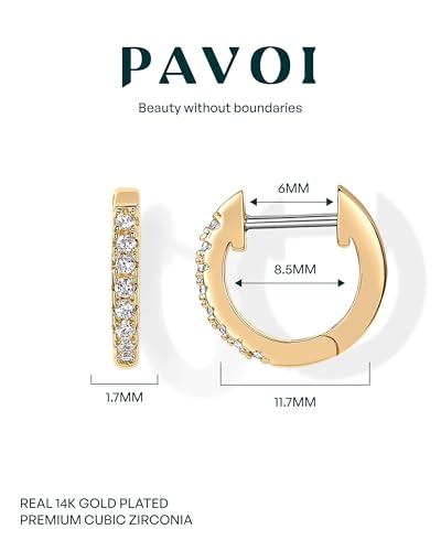 PAVOI Small Gold Hoop Earrings for Women - 14K Gold Plated Huggie Earring | Hypoallergenic Earring Set - Dainty Huggie Hoops with 925 Sterling Silver Posts - Cartilage Hoop Earrings - color: Yellow & White Pack