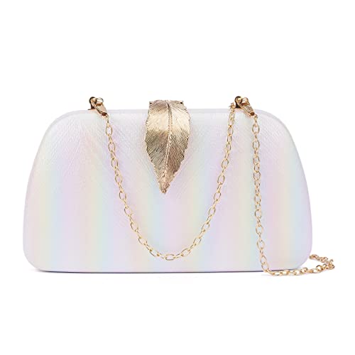 Women Clutch Bag Evening bag Fringed Evening Handbag,Lady Party Wedding Clutch Purse Chain Shoulder Cross Body Bag - color: White Gradient