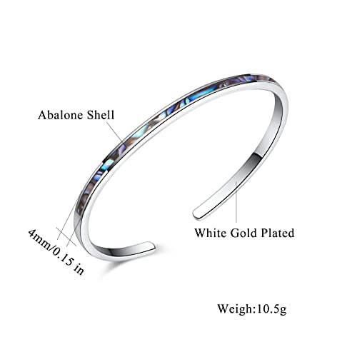 CiNily Womens Cuff Bracelet,Opal Bangle Bracelets Gold Plated Hypoallergenic Ladies Gemstone Open Cuff Bangle Bracelet - color: thin open cuff bracelet-black shell