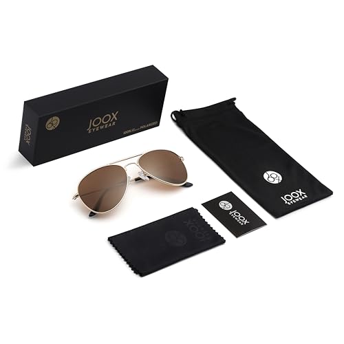 JOOX Polarized Aviator Sunglasses for Women Men, UV400 Protection Lens and Lightweight Metal Pilot Frame JX2775 - color: Shiny Gold/Brown