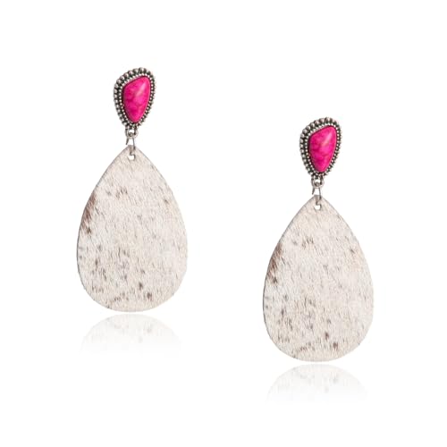 Rustic Couture's Western Earrings for Women Cowgirl Country Concho Dangling Western Statement Jewelry - color: O-Hot Pink