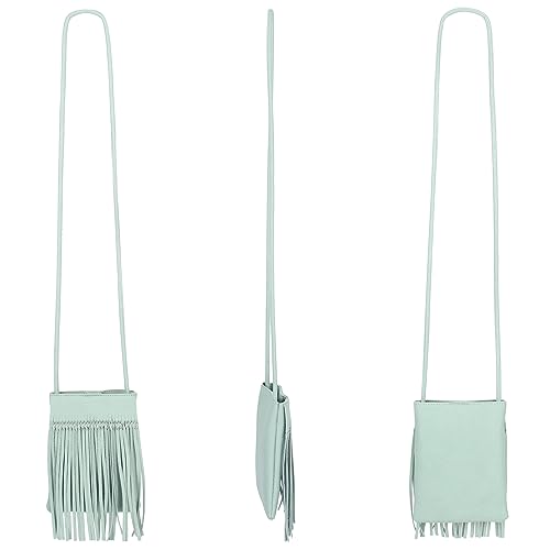Women Leather Fringe Messenger Bag Mini Hobo Crossbody Tassel Shoulder Bags - color: Blue