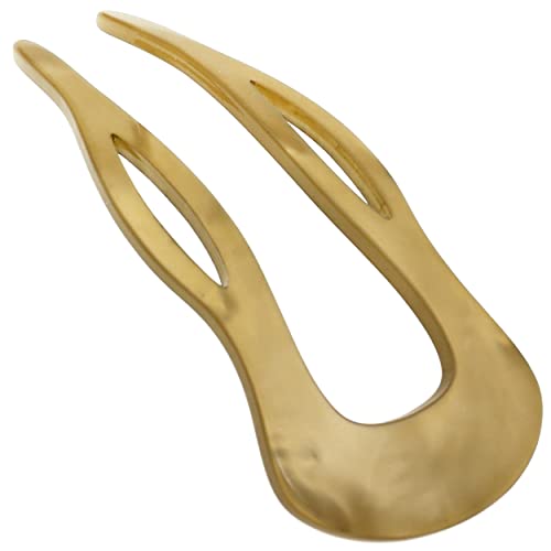 Camila Paris CP3417 French Twist Stick Clip Pins, Gold, Wavy Hair Pin U-Shaped Hair Fork for Girls Spiral Updo Chignon Bun Holder, Fashion Flexible Styling Hair Accessories for Women, Made in France - color: 2-Prong Gold