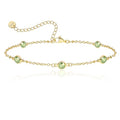 Birthstone Bracelet for Women 14K Gold Plated Dainty Link Bracelet Trendy Non Tarnish Trendy Chain Bracelets Birthday Valentines Gifts Jewelry for Women Mom Daughter Wife Sister Friend - color: 08.August