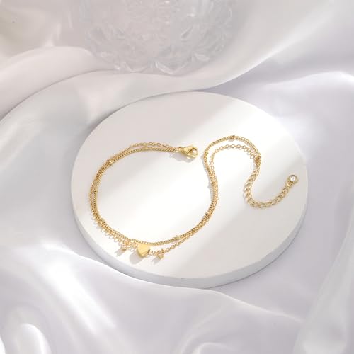 VIROMY Gold Ankle Bracelets for Women - Layered Anklets for Women Waterproof Beach Jewelry Gifts - color: Anklet B-Gold