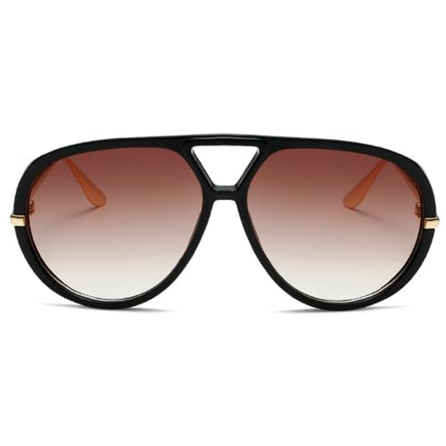 Trendy Oversized Pilot Sunglasses Women For Men Round Sun Glasses Vintage Big Frame Shield Shades Men Punk Sunglasses - color: C4