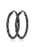 FindChic Twisted Hoop Earrings for Women, Silver/Black/14K Gold Plated Hypoallergenic Hollow Tube Rounded Loop Earrings, 30mm/40mm/60mm/80mm Hoops with Custom Name Options and Gift Box - color: a.Black, size: 60MM