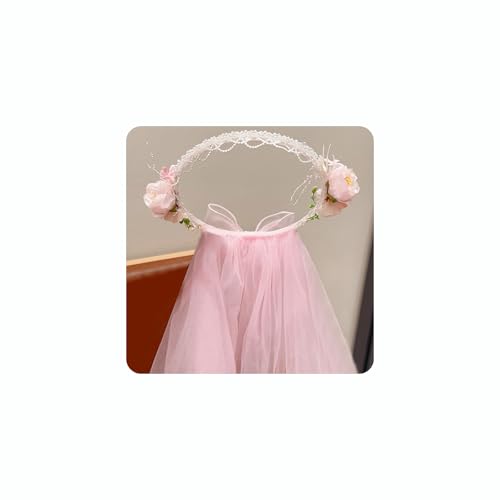Artificial Flower Crown Headband for Women Girls – Boho Floral Wreath Halo for Weddings, Photoshoots, Festivals, Birthdays, and Costume Parties (Pink Flower, Adjustable) - color: Pink Flower