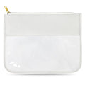 LOKFAR Nylon Makeup Bag DIY Chenille Letter Clear Travel Zipper Pouch, Preppy Makeup Bag Clear Cosmetic Bag, Water-proof Makeup Travel Pouch Snack Bags for Women (White) - color: White
