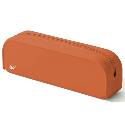 Mr. Pen- Silicone Pencil Case, Aesthetic Pencil Bag for Women, Makeup Pouch | Multifunctional Pouch for Stationery, Cosmetics and Electrical Goods Storage - color: Terracotta