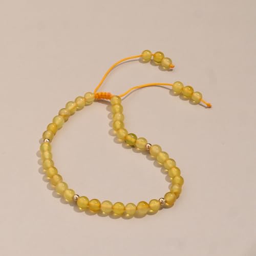 Softones 6mm Natural Stone Anklet for Women Gemstone Ankle Bracelets for Women Healing Energy Crystal Anklets Adjustable(8.5-10 Inches) - color: Yellow agate