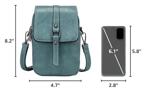 myfriday Vintage Crossbody Phone Bag for Women, Small PU Leather Shoulder Purse and Handbag - color: A-08-blue