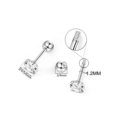 Tanyoyo 4mm Surgical Stainless Steel Ear Piercing Studs Earrings sets 5-6 Pair Mixed Colors High Polished 16G ¡­ - style: B: 4 COLOR CZ