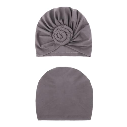 African Women Turban Caps Pre-Tied Twisted Turbans Head Scarf for Women Hair Wraps Cover Beanie Cancer Chemo Headwear - color: 1 Pack Flower: Grey