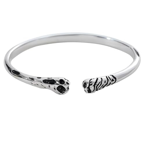 Kim Carrey S925 Sterling Silver Bracelet, Stacked Bracelets Open Bangle Cuff Design, Men's Gift Jewelry for My Man - style: Bone