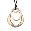 Kelake Leather Necklace for Women Men Teen Vinatge Boho Alloy Pendant Choker Jewelry Fashion Sweater Necklaces with Adjustable Genuine Leather Chain - color: Gold Pear-shaped 3 Circles Pendant