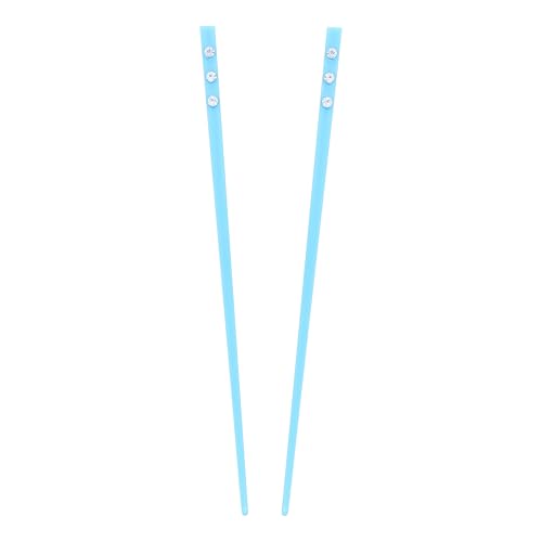 Set of 2 Hair Sticks with 3 Diamonds Chopsticks - Light Blue - color: Light Blue