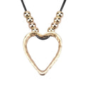 Bohemian Women's Leather Long Pendant Necklace Sweater necklace Adjustable Retro Woven Handmade Jewelry - color: Gold Love Bead