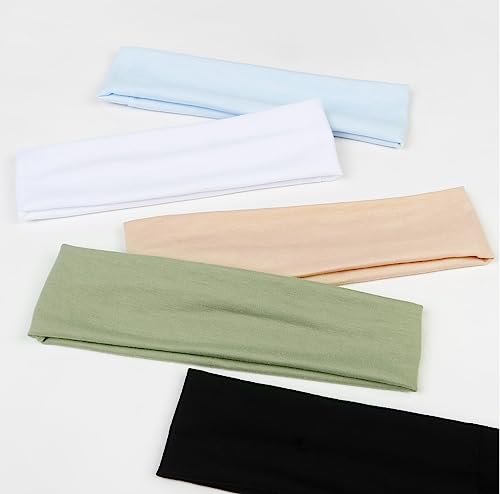 TERSE Headbands for Women's Short Hair - Non-Slip Elastic Sweat Hairbands, Soft Fabric Cloth Bands for Workout, Yoga, Running, Sports, Thin Hair Wrap for Girls - color: Headbands Color-M