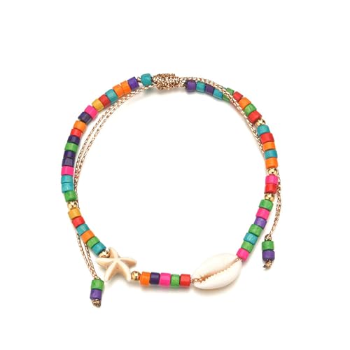 Starfish Ankle Bracelet for Women Elastic Heart Anklet Stretchy Waterproof Ankle Bracelet Colorful Beaded Anklet Boho Love Ankle Bracelet Silver Summer Beach Anklet Jewelry Accessories - color: othera