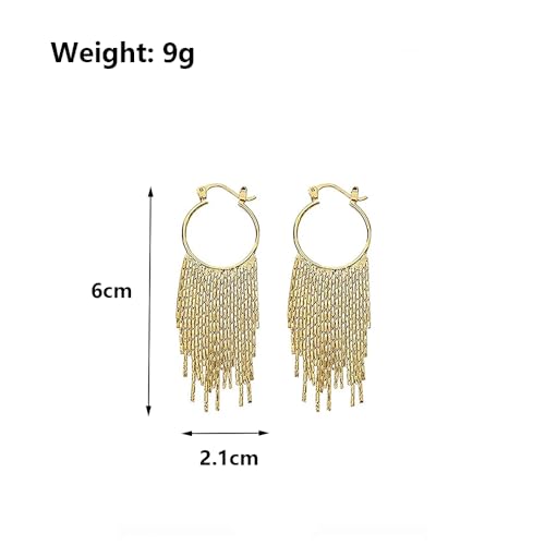 Gold Long Tassel Dangle Drop Earrings for Woman Boho Linear Tassel Dangling Earrings Chain Fringe Earring Wedding Bridesmaid Jewelry Accessories